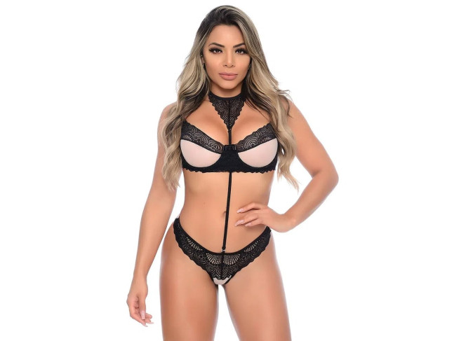CONJUNTO FIO TULE SEM BOJO RENDADO HOT LOVE
