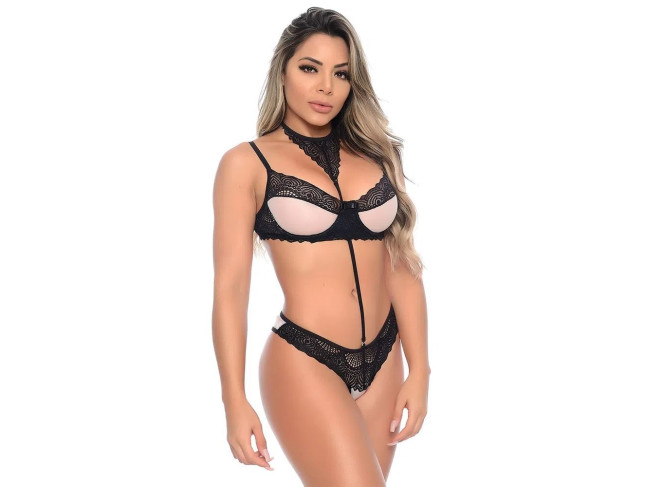 CONJUNTO FIO TULE SEM BOJO RENDADO HOT LOVE