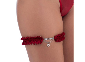 PERSEX EM RENDA COM DETALHES EM STRASS E PINGENTE DE CORAÇÃO EROSS AFRODITE VERMELHO