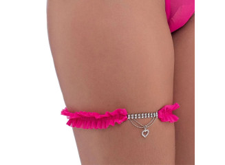  PERSEX EM RENDA COM DETALHES EM STRASS E PINGENTE DE CORAÇÃO EROSS AFRODITE PINK