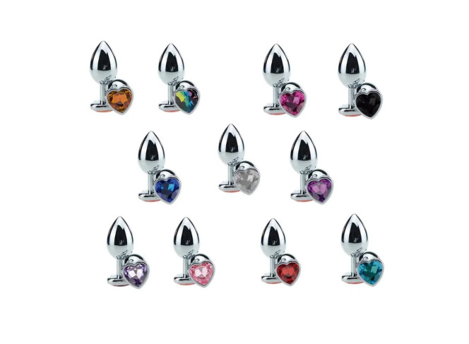 PLUG ANAL EM ALUMÍNIO, BASE EM FORMATO DE CORAÇÃO COM PEDRA COLORIDAMISS COLLECTION PINK
