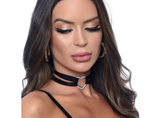 CHOCKER COM CORAÇÃO ELÁSTICO DUPLO HOT LOVE